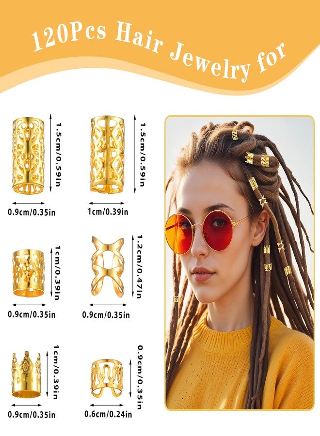 Tyqour 120Pcs Gold Hair Jewelry for Locs, Hair Cuffs for Braids, Hair Clips for Braids, Gold Hair Rings, Adjustable Hair Charms for Braids, Hair Braid Accessories for Women Men Braids Decoration - Image 4